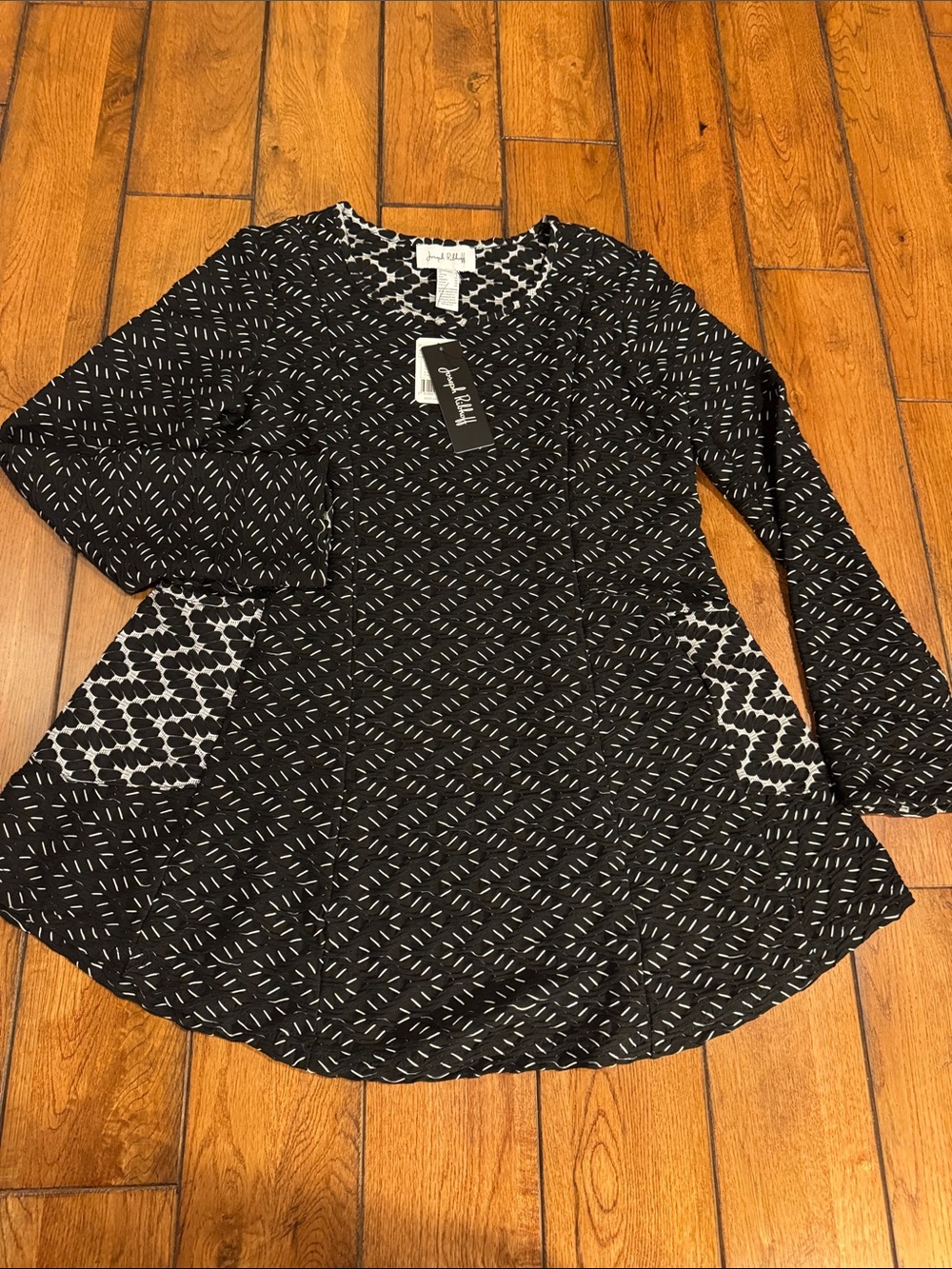 Joseph Ribkoff Black/Multi Flared Hem Tunic Style 213035 NWT sz. 6